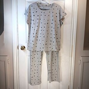 Northern Reflections NWOT Gray Cat Graphics 2 Piece Pajama Set Pajamas Women's L